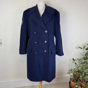 Vintage 1950s 41R M US Air Force Blue Wool Uniform Overcoat Pea Coat USAF Men's